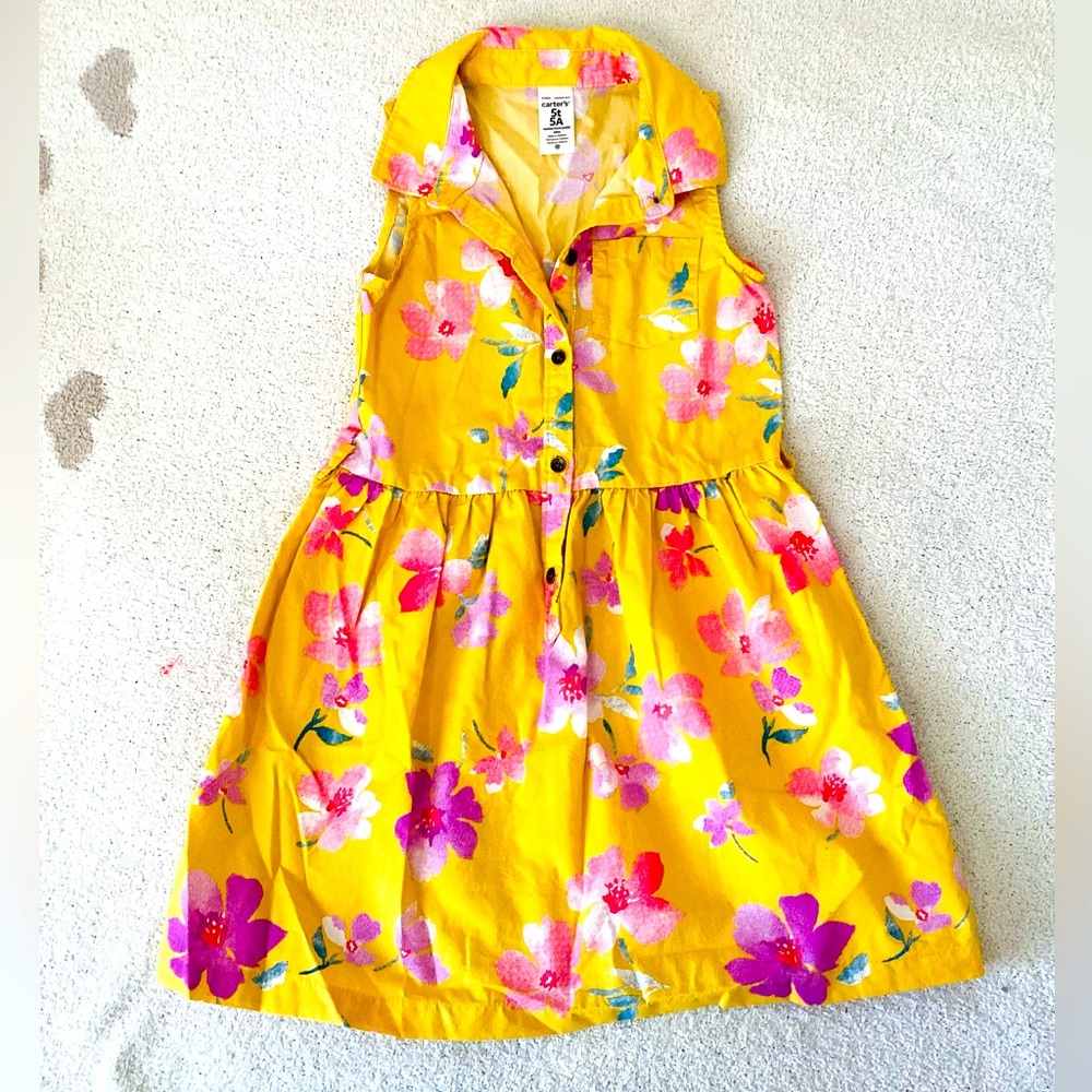 Carter’s Yellow sleeveless flower dress without belt